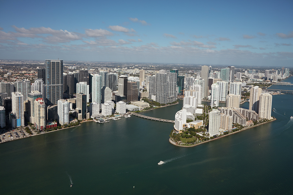 Aerial view of downtown Miami and Biscayne Bay